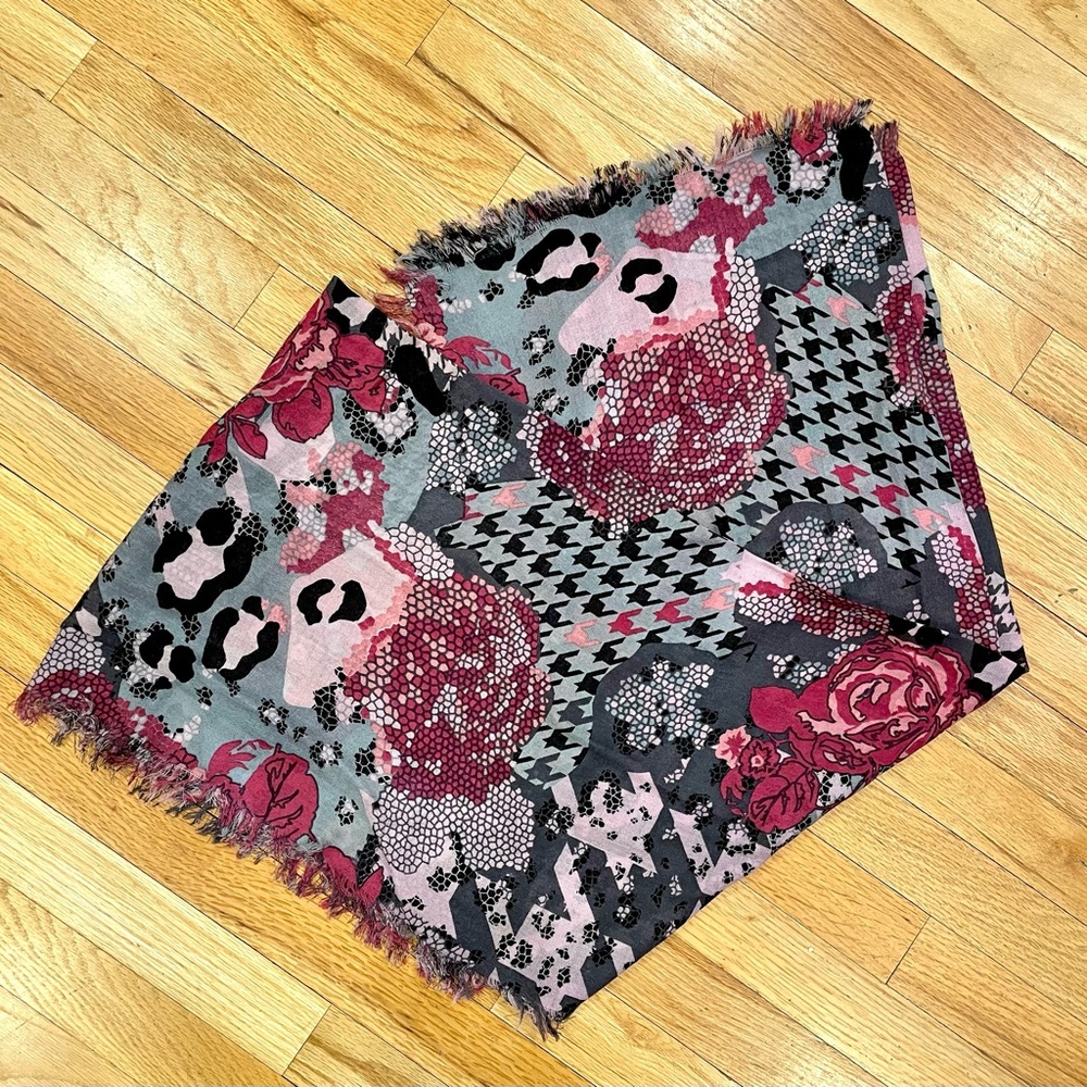 Pretty graphic floral thin wool scarf by TARNISH from Nordstrom